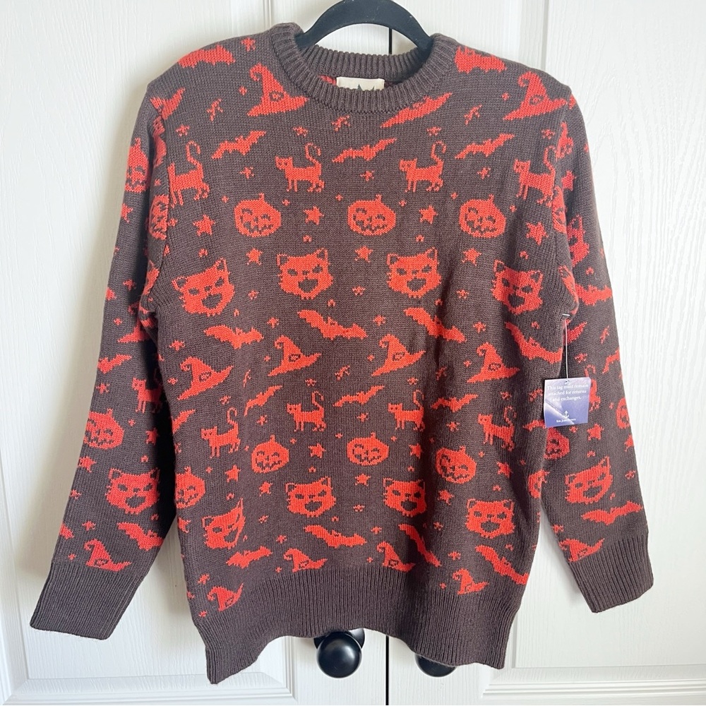 NWT Kiel James Patrick Brown Orange Halloween Wool Blend Sweater Size XS